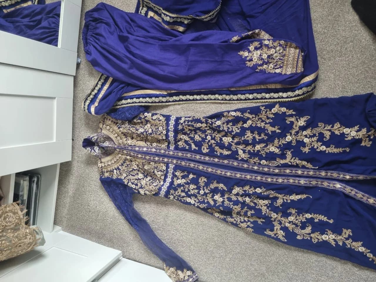 Women’s blue long dress, gold and silver embroidery thumbnail 2