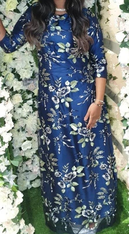 Women's Navy Blue floral gown