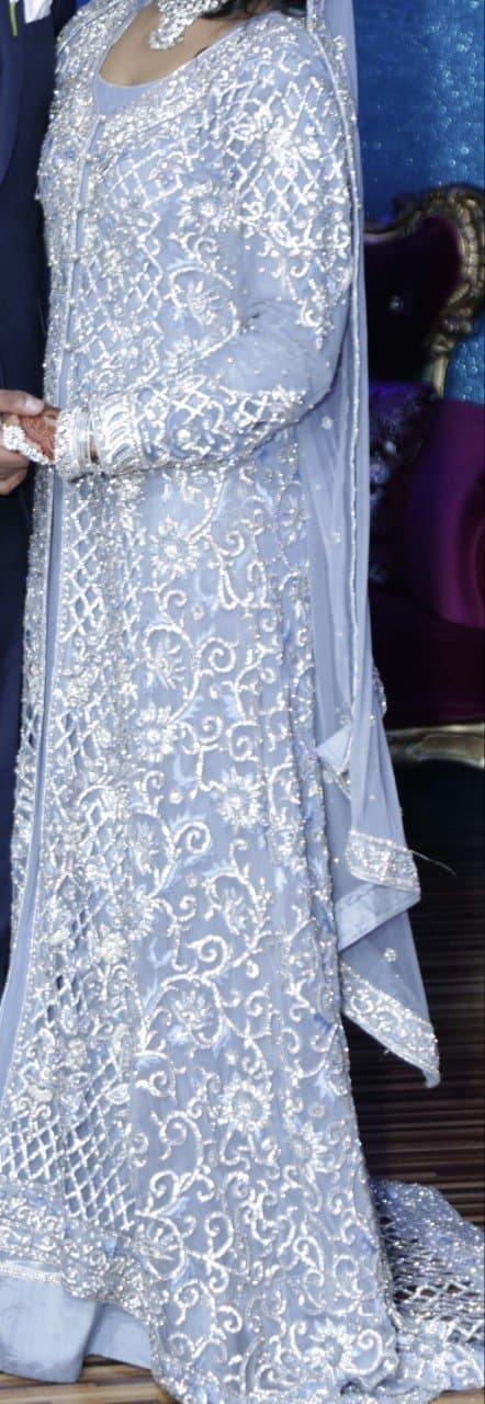 Women's silver/blue walima/wedding dress