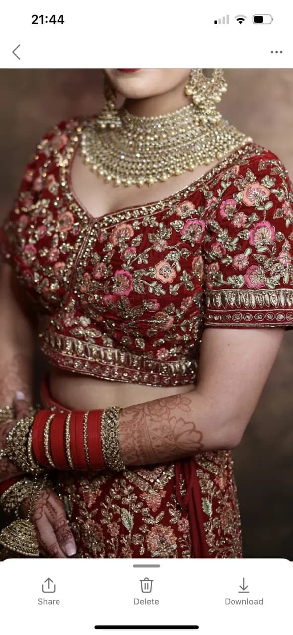 Monga’s red bridal lengha thumbnail 3
