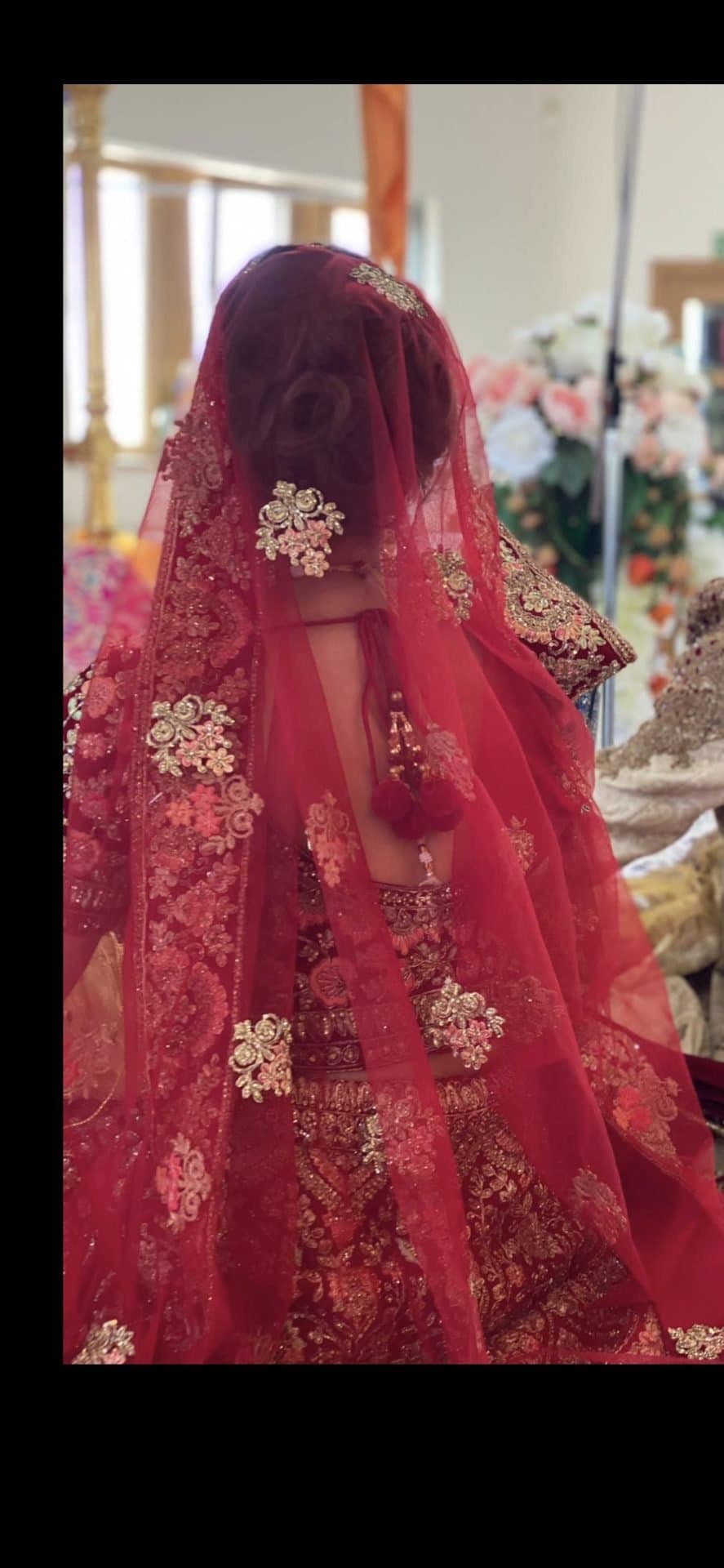 Monga’s red bridal lengha thumbnail 6