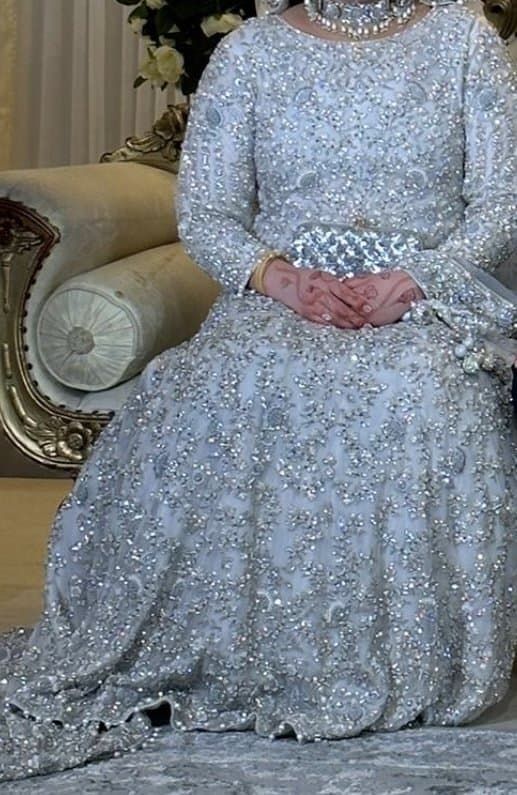 Asian bridal outfit gold and white