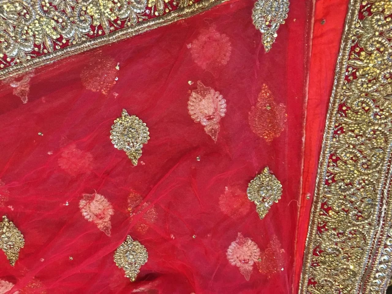 Red bridal lehenga thumbnail 5