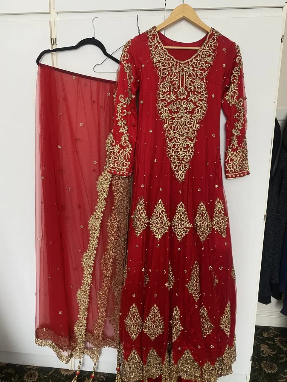 Red and Gold long dress