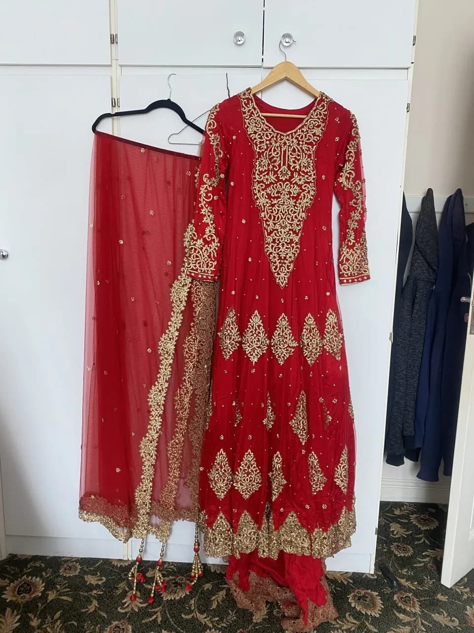Red and Gold long dress thumbnail 2