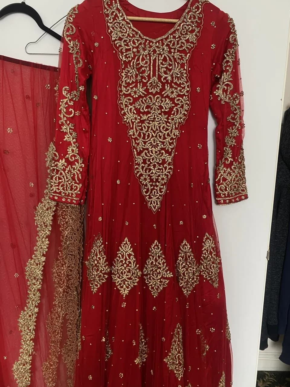 Red and Gold long dress thumbnail 3