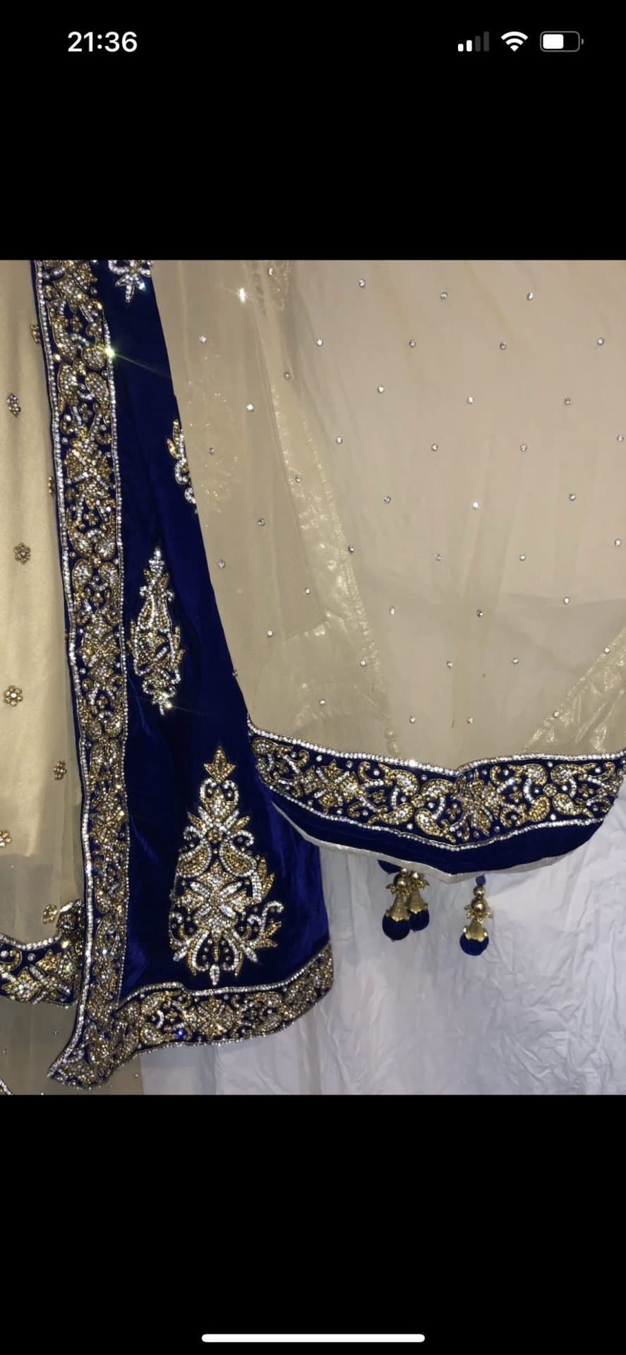 Blue/Gold Embellished Lengha thumbnail 5