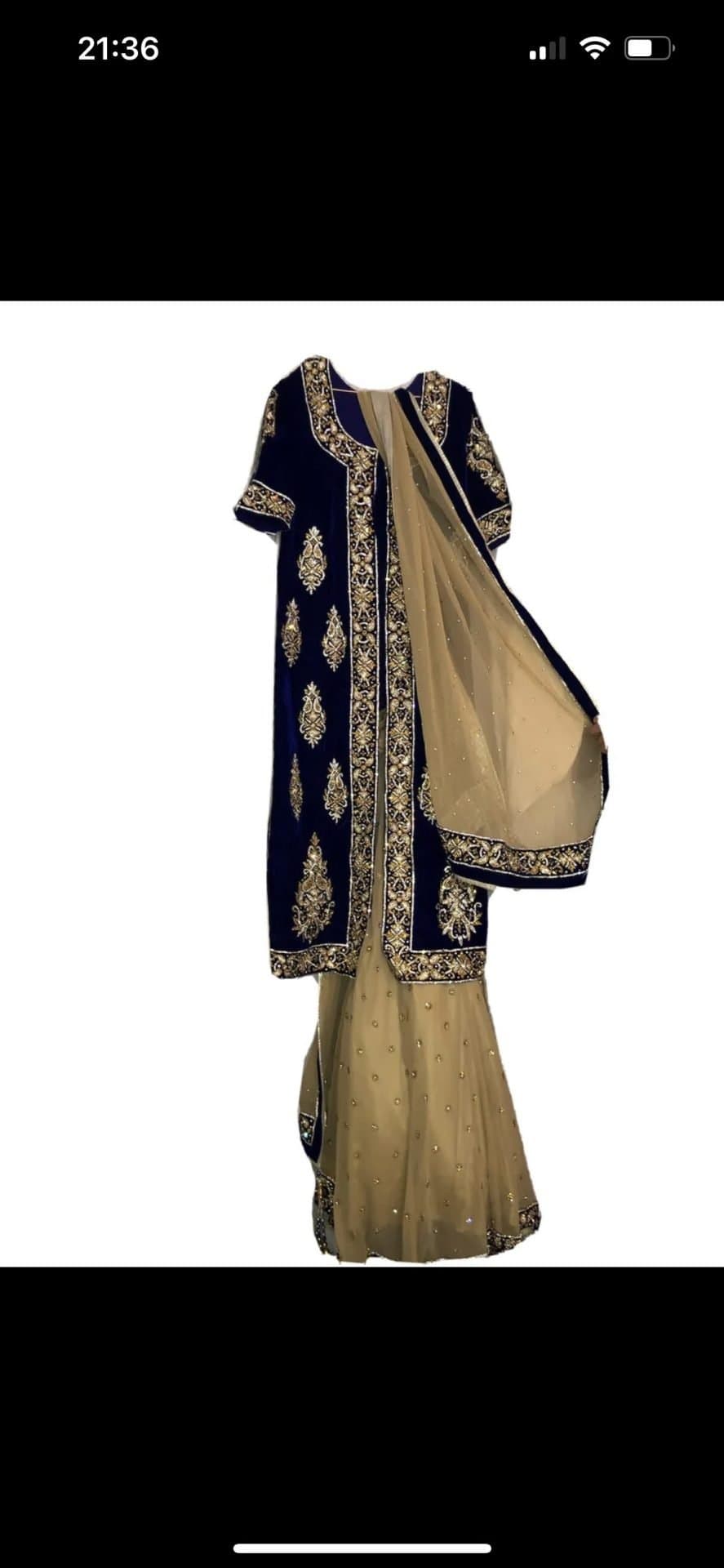 Blue/Gold Embellished Lengha thumbnail 2