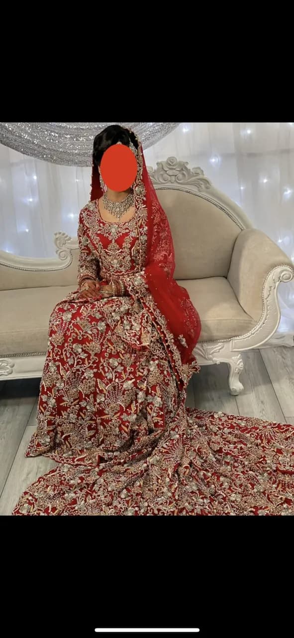 Size 8 RED bridal Lengha thumbnail 3