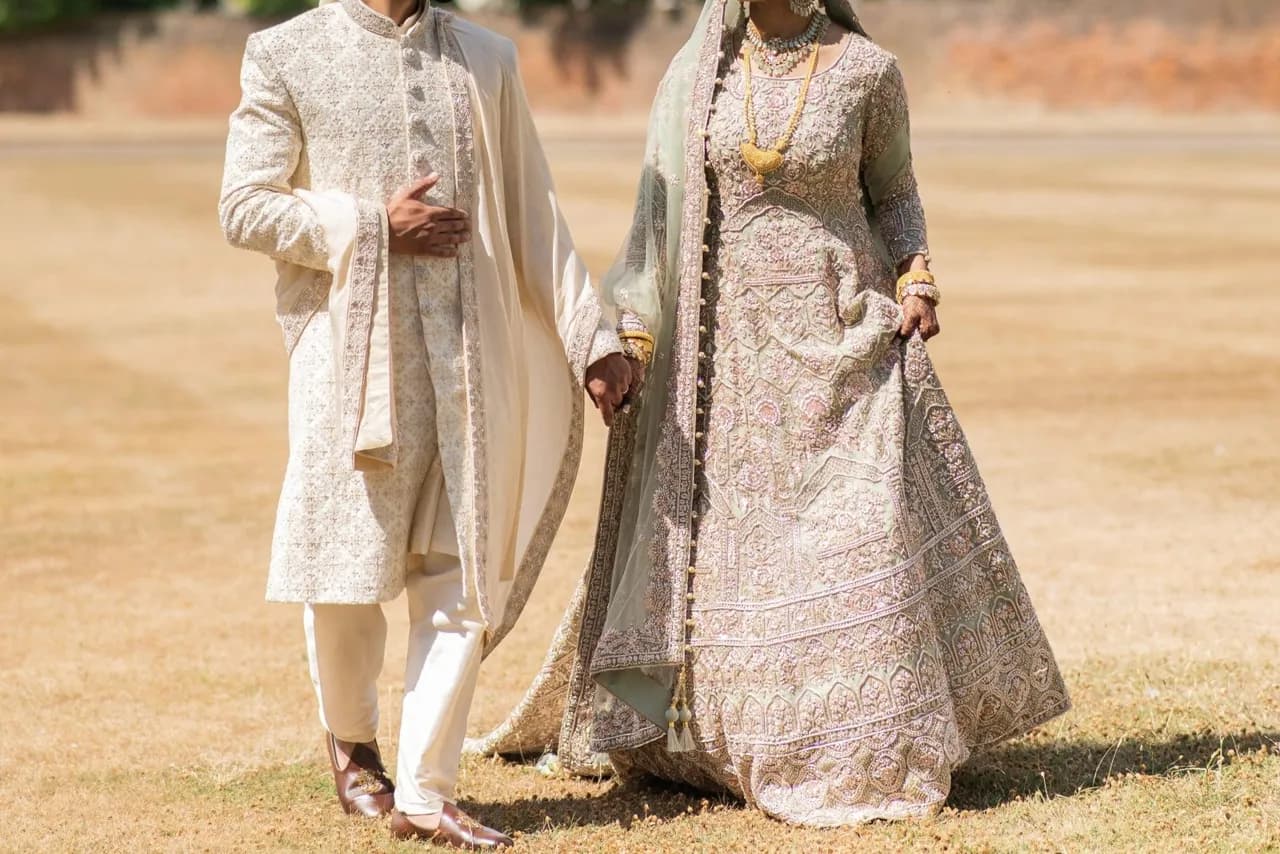 Heavy hand embroidered wedding dress thumbnail 2