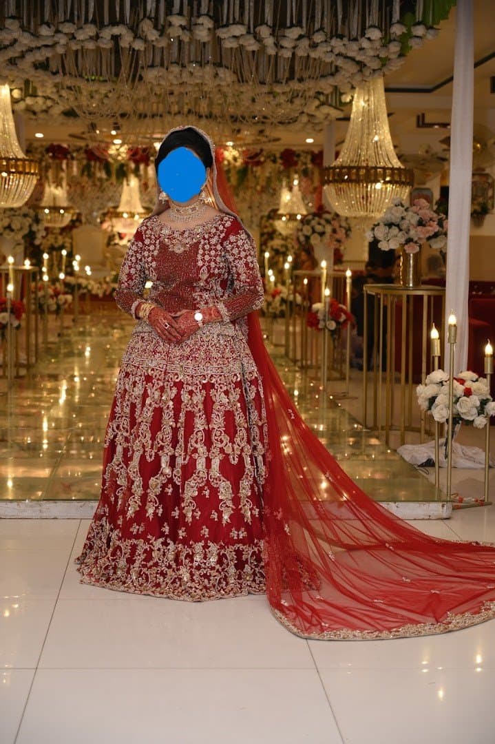 Deep Red Traditional Designer Bridal Dress thumbnail 6