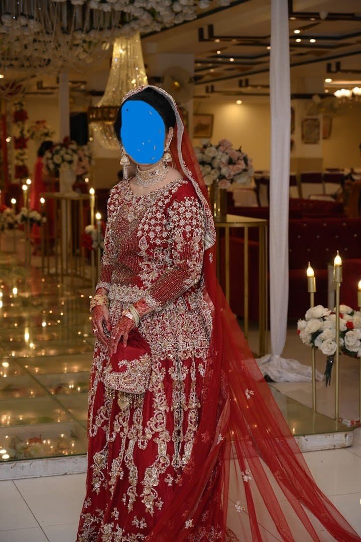 Deep Red Traditional Designer Bridal Dress thumbnail 2