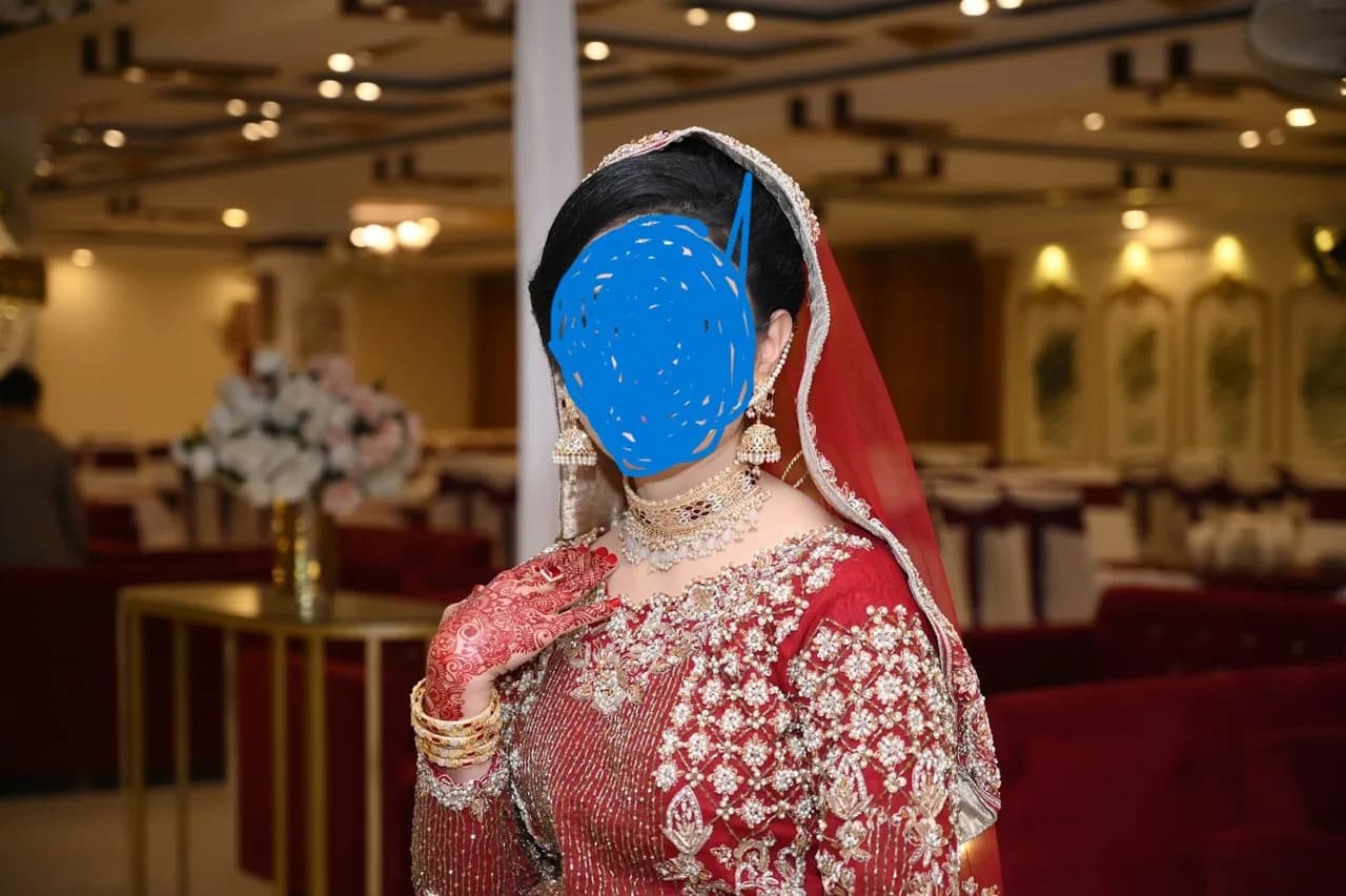 Deep Red Traditional Designer Bridal Dress thumbnail 3