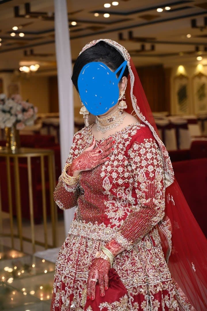 Deep Red Traditional Designer Bridal Dress thumbnail 4
