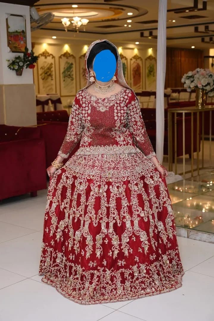 Deep Red Traditional Designer Bridal Dress thumbnail 5