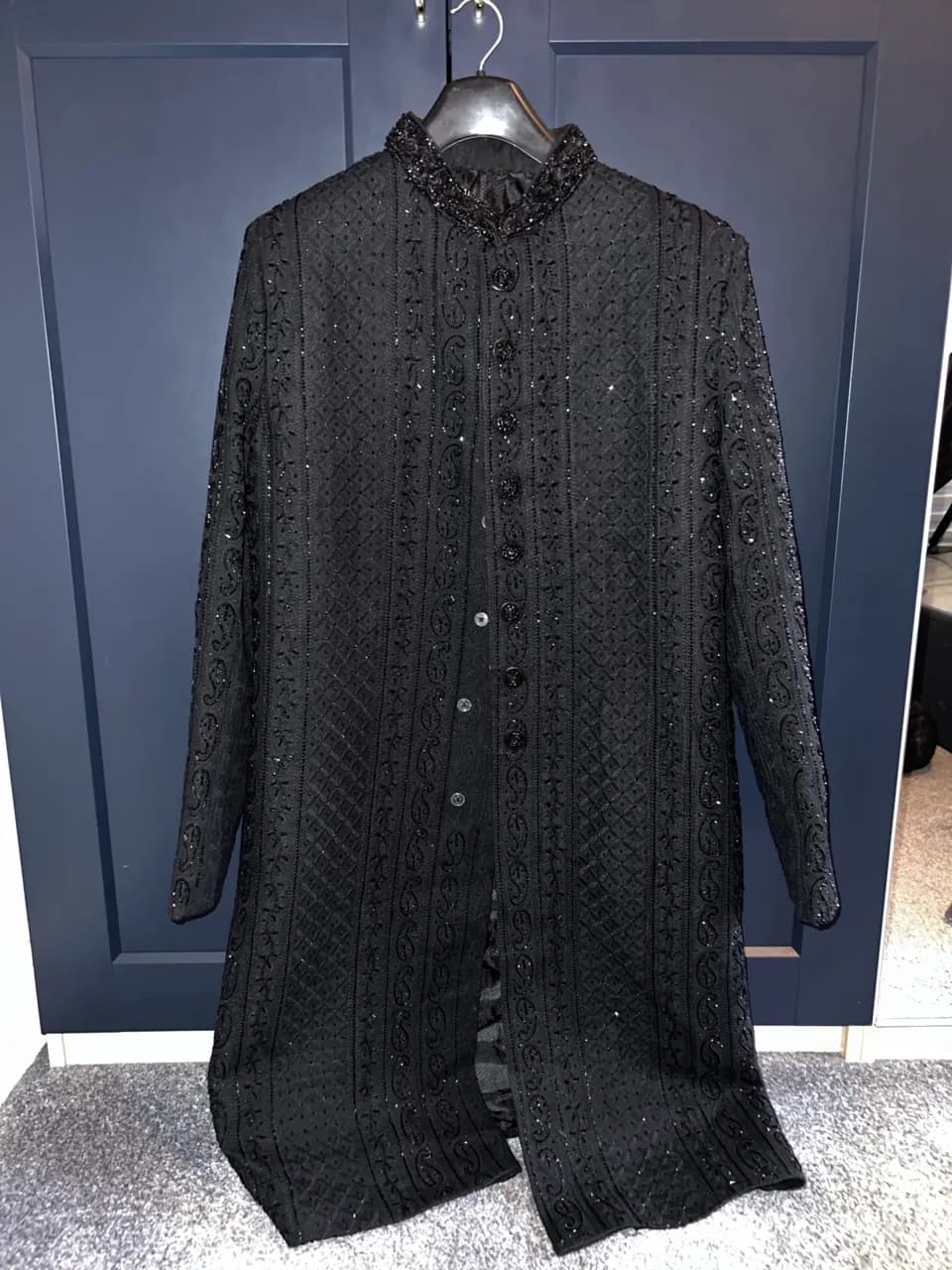 Men’s Wedding Sherwani Black thumbnail 2