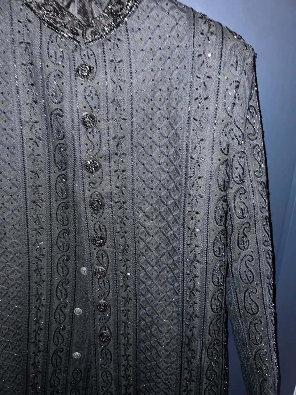 Men’s Wedding Sherwani Black thumbnail 4