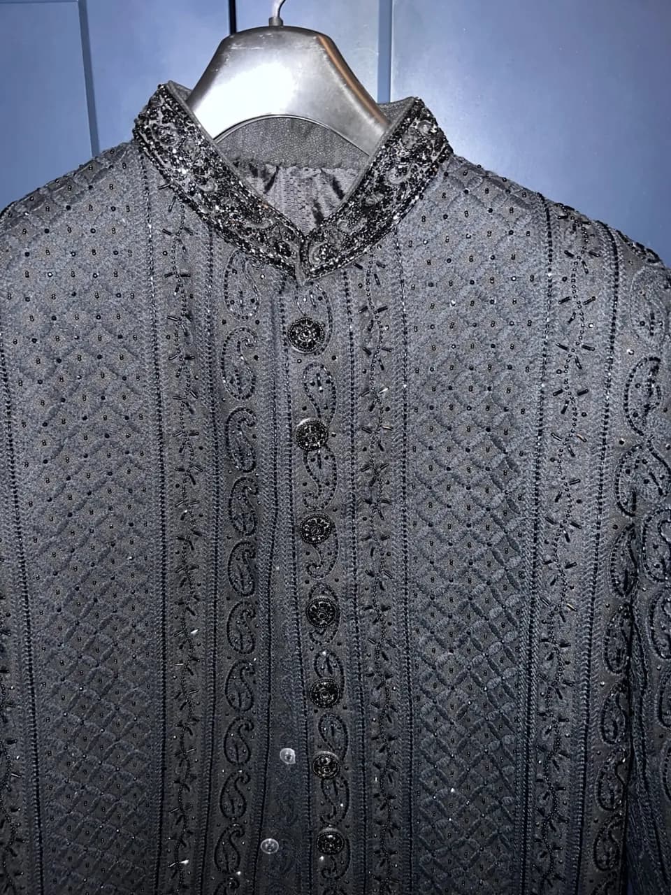 Men’s Wedding Sherwani Black thumbnail 3