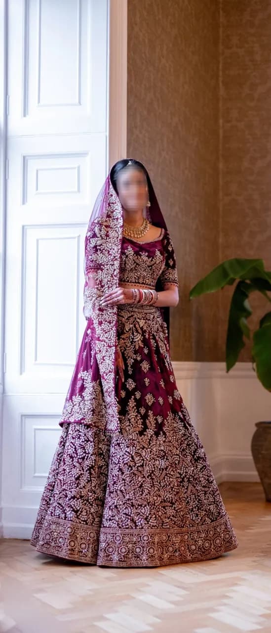 Beautiful bridal velvet lengha