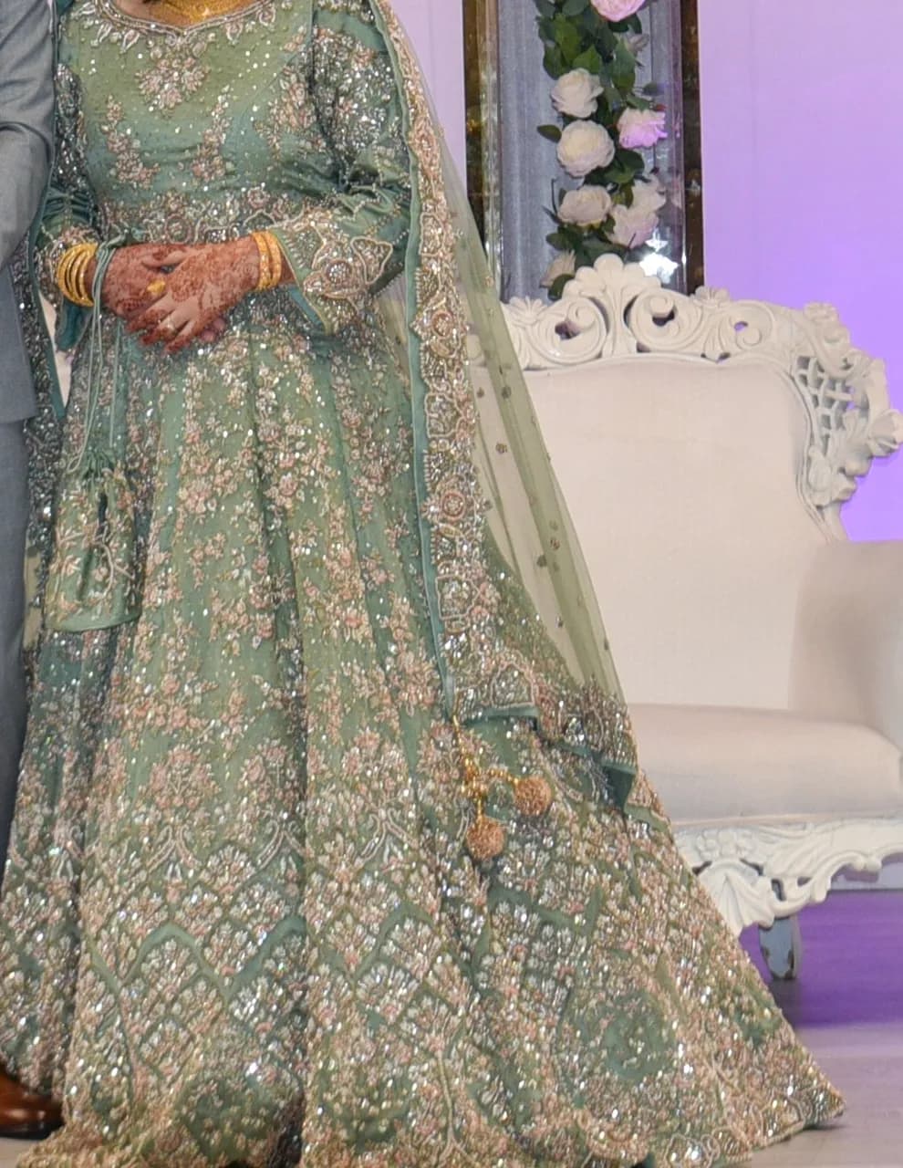 Mint Green and Tea Pink Bridal Dress thumbnail 3