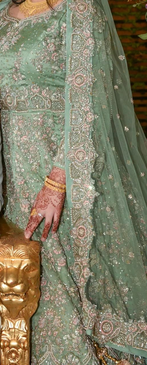 Mint Green and Tea Pink Bridal Dress thumbnail 2