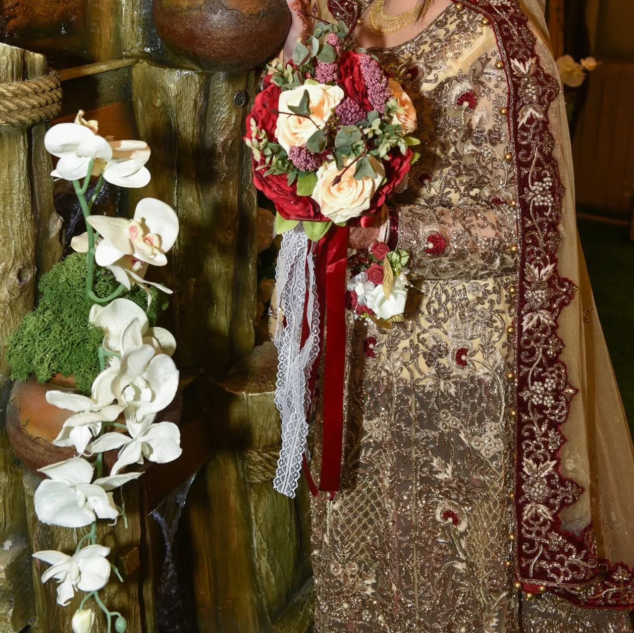 Gold and Maroon Bridal Lengha thumbnail 2