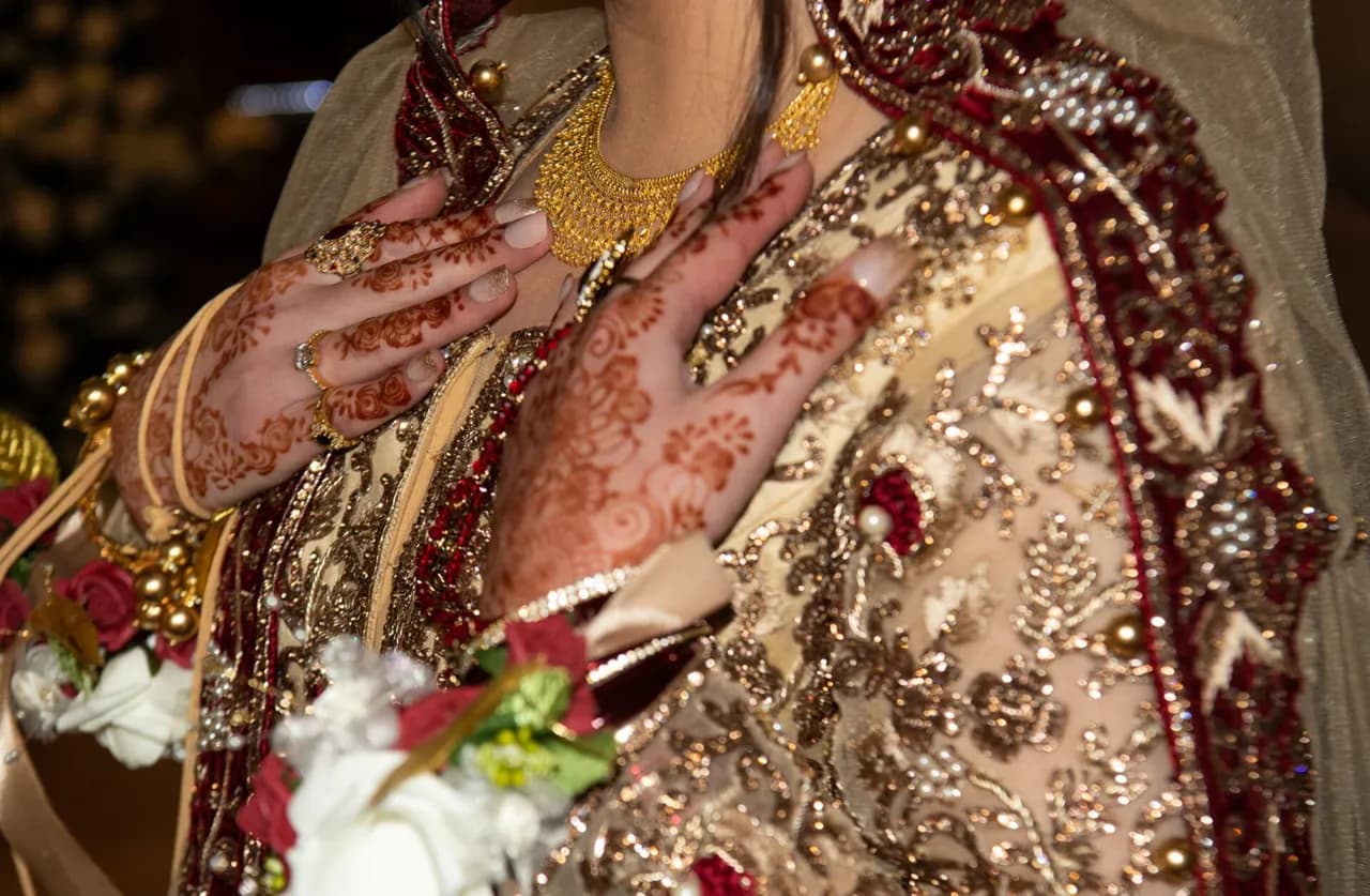 Gold and Maroon Bridal Lengha thumbnail 4