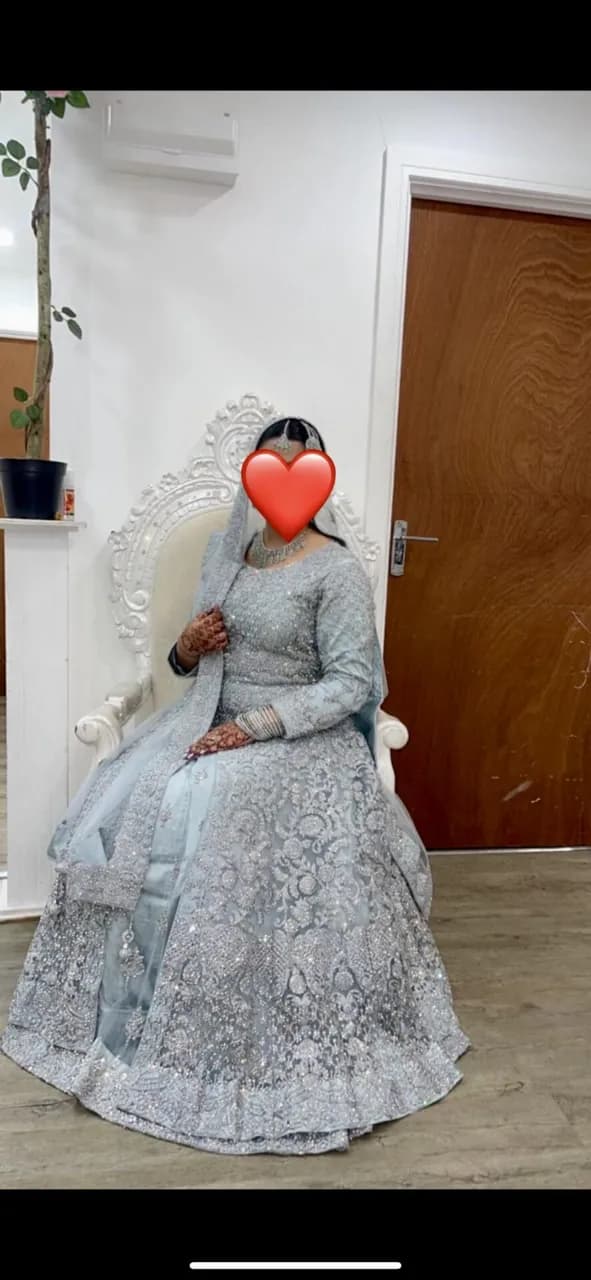 Grey bridal lengha