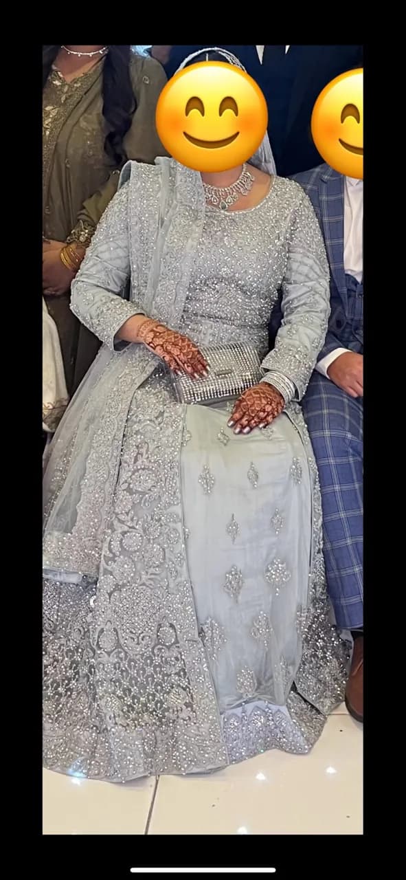 Grey bridal lengha thumbnail 2