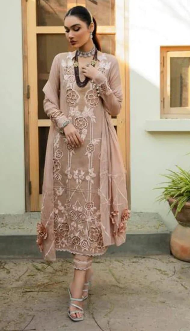 Khaadi net suit with 3D dupatta work