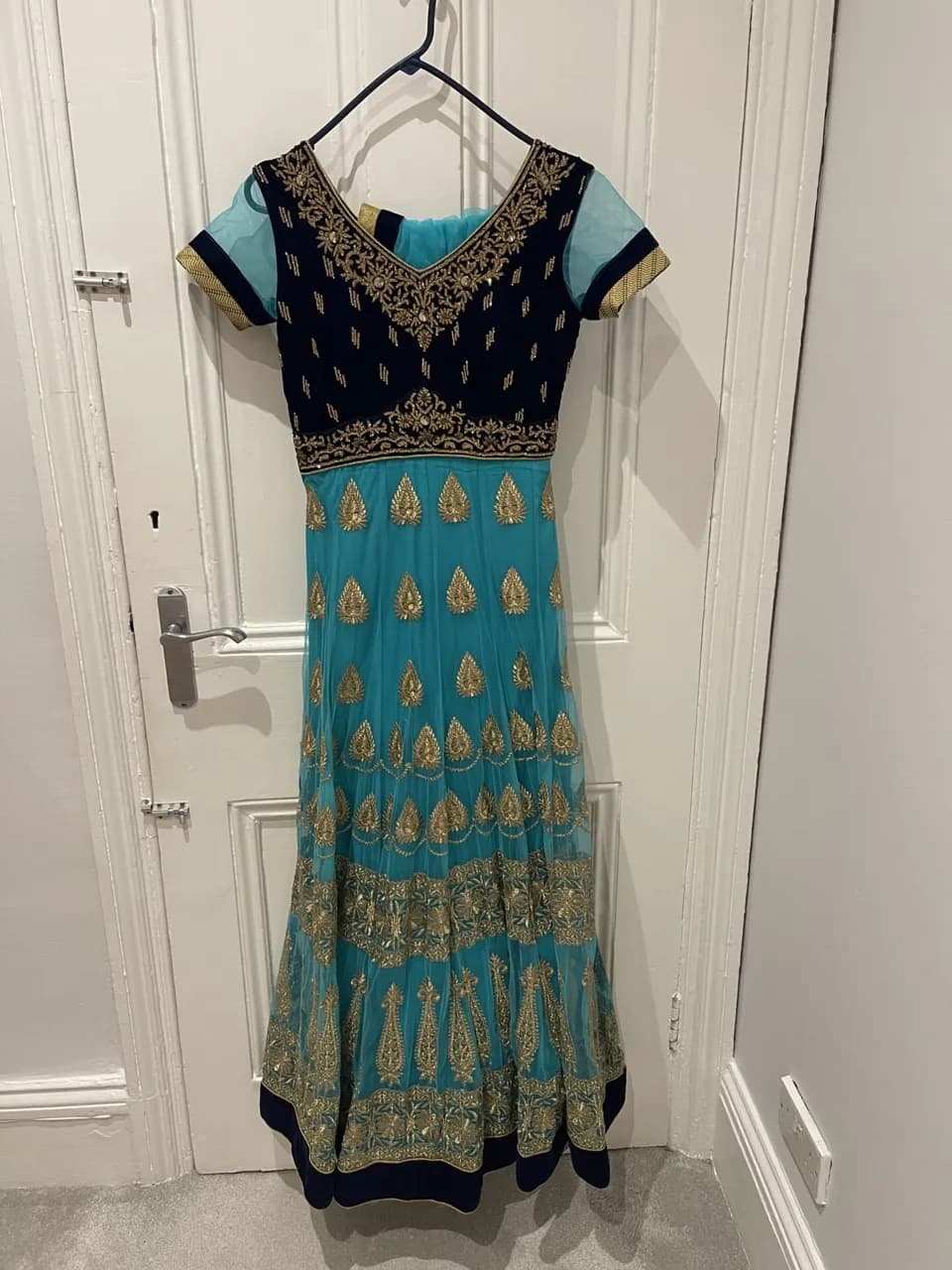 Blue and Gold embroidered Anakhali