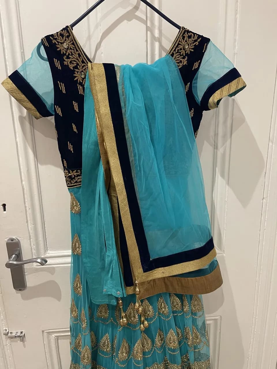 Blue and Gold embroidered Anakhali thumbnail 2