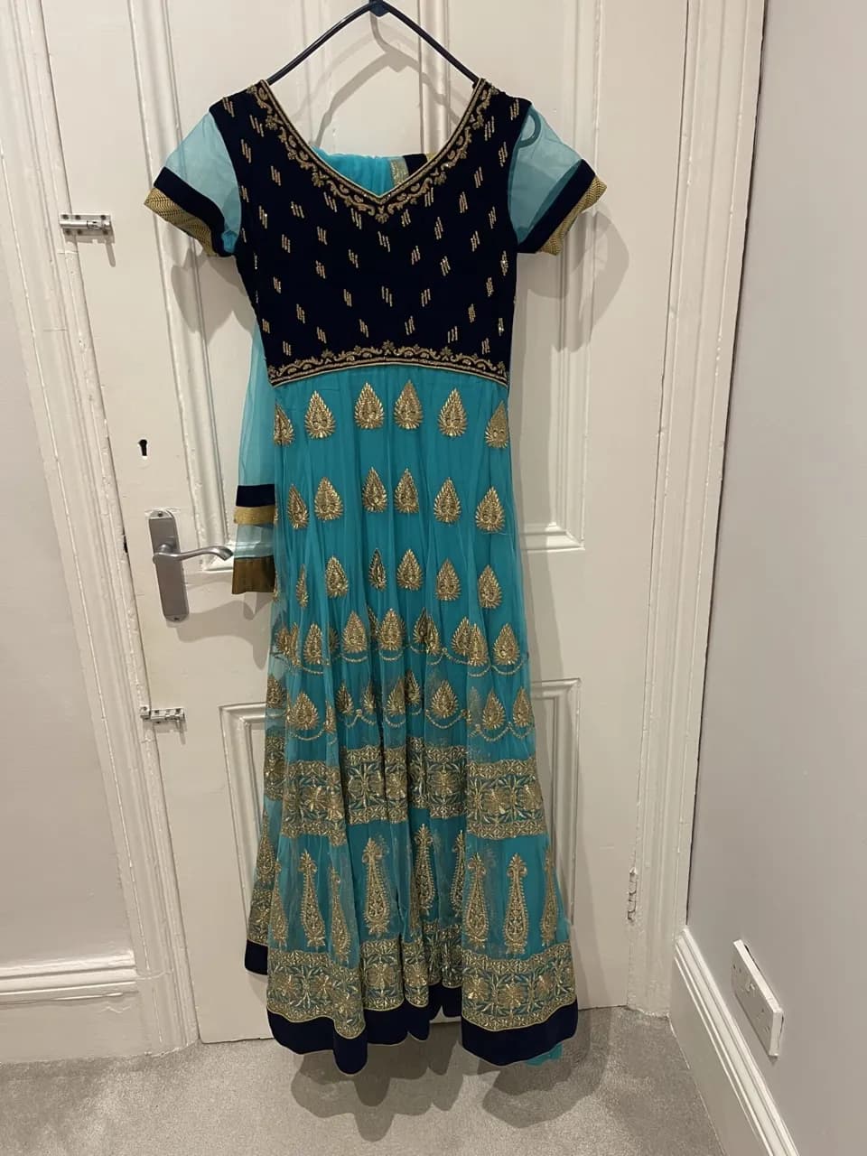 Blue and Gold embroidered Anakhali thumbnail 3
