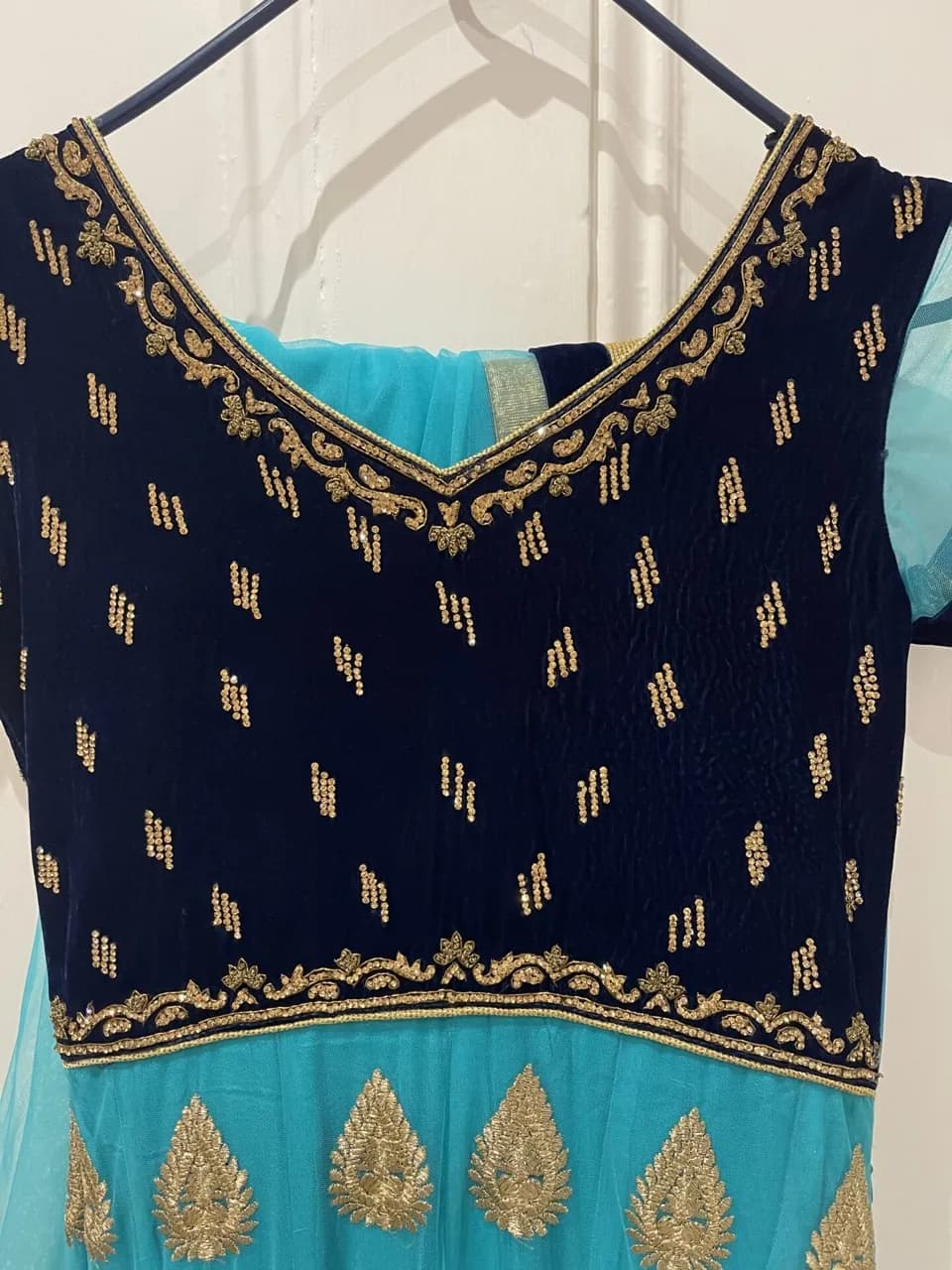 Blue and Gold embroidered Anakhali thumbnail 4