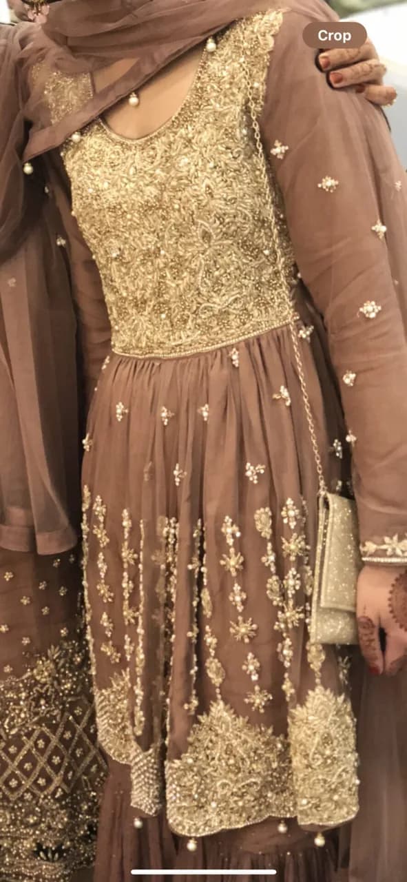 Blush pink peplum frock style with gharara