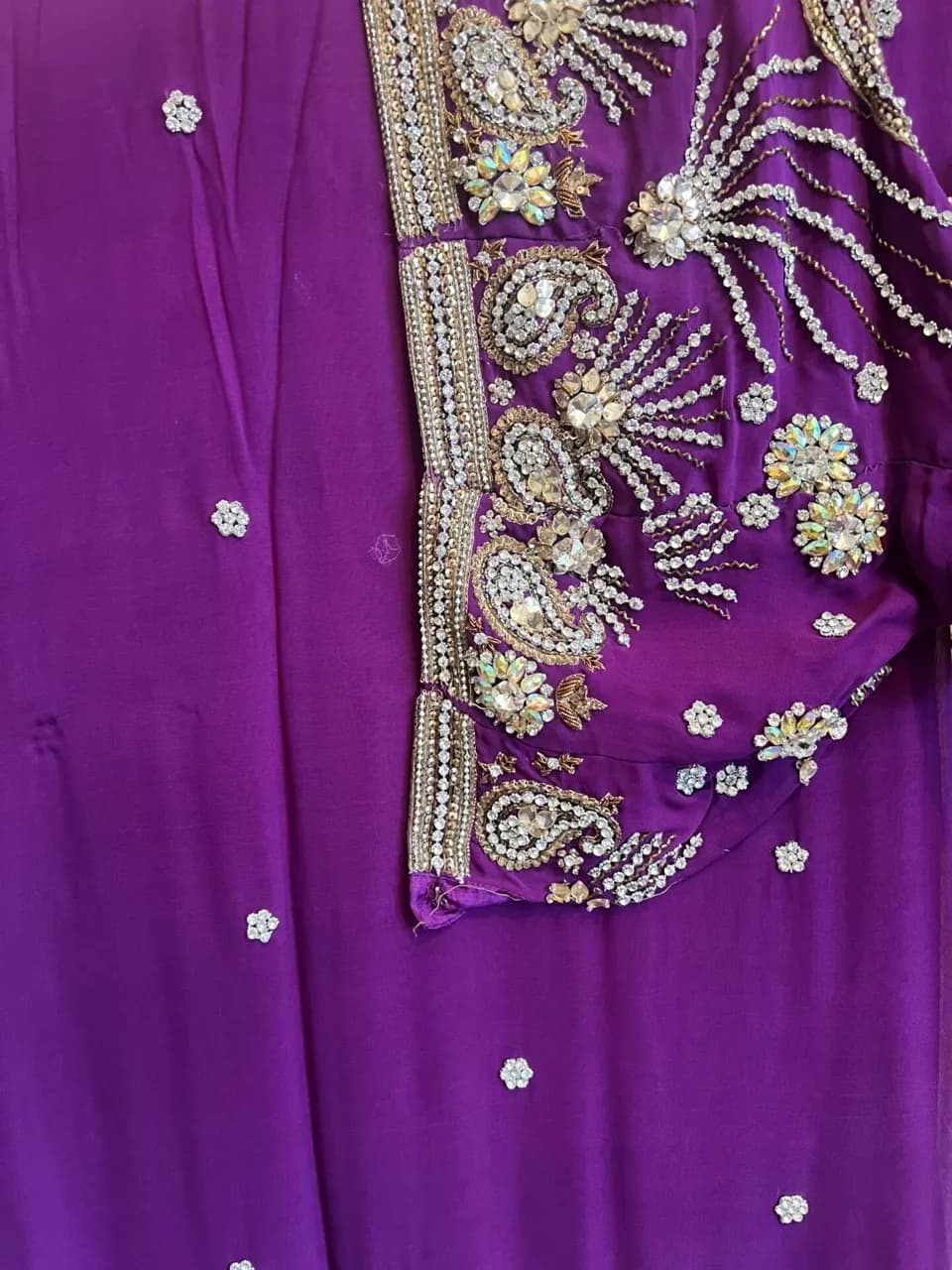 Purple heavy stone saree thumbnail 2