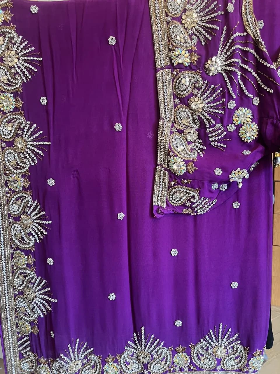Purple heavy stone saree