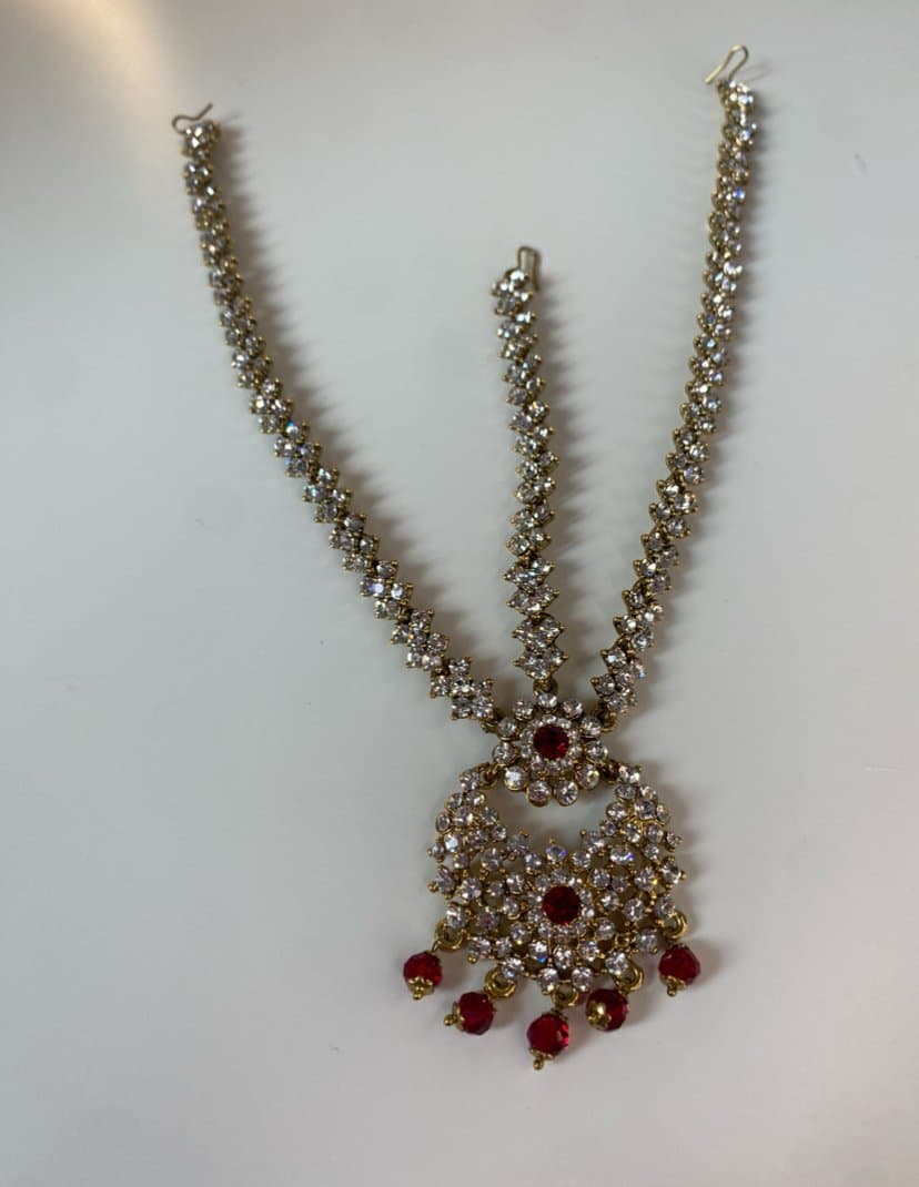Antique gold, silver and red full bridal set thumbnail 2