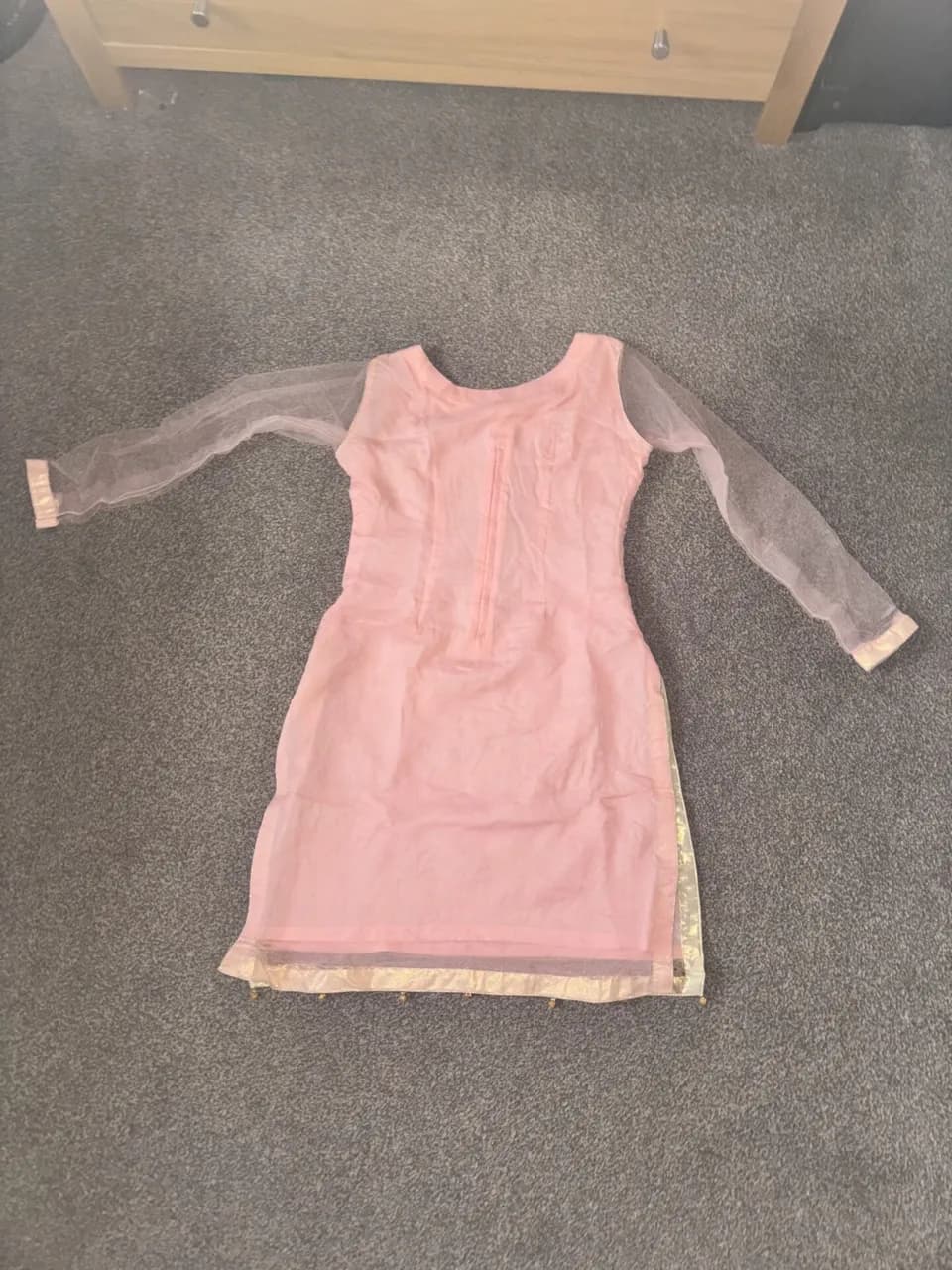 Ladies Indian Pakistani Pink 3 Piece Stitched Ready Made Wedding Party Wear Sharara Kameez Suit Size Small thumbnail 4