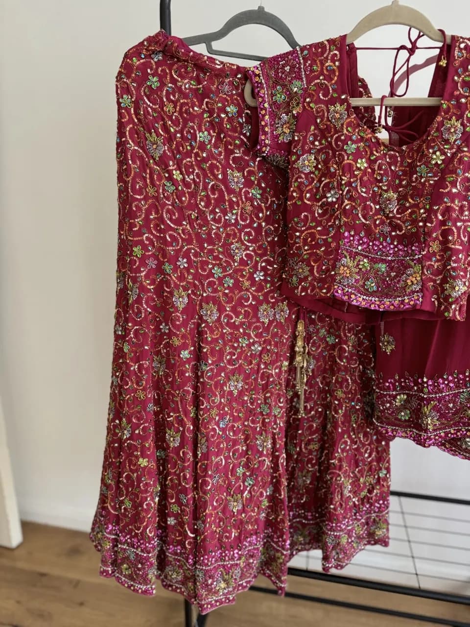 Wine lengha thumbnail 3