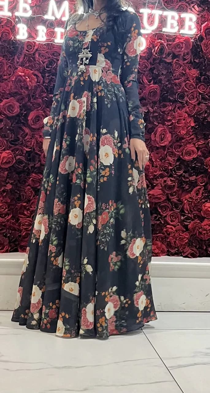 Full length floral dress. Custom made