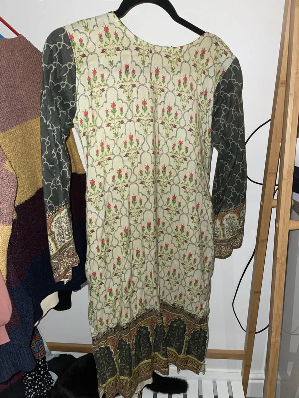 green &amp; mustard salwar kameez with beaded detailing thumbnail 3