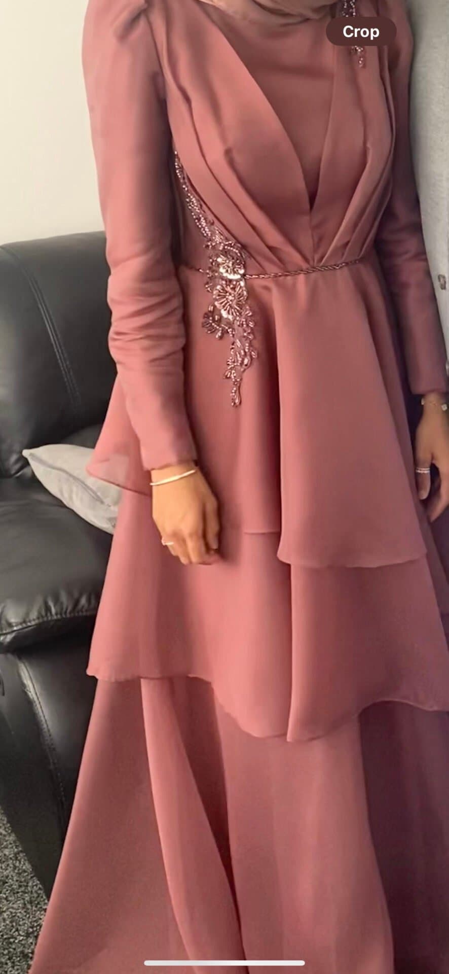 Dusky pink modest long gown/evening dress