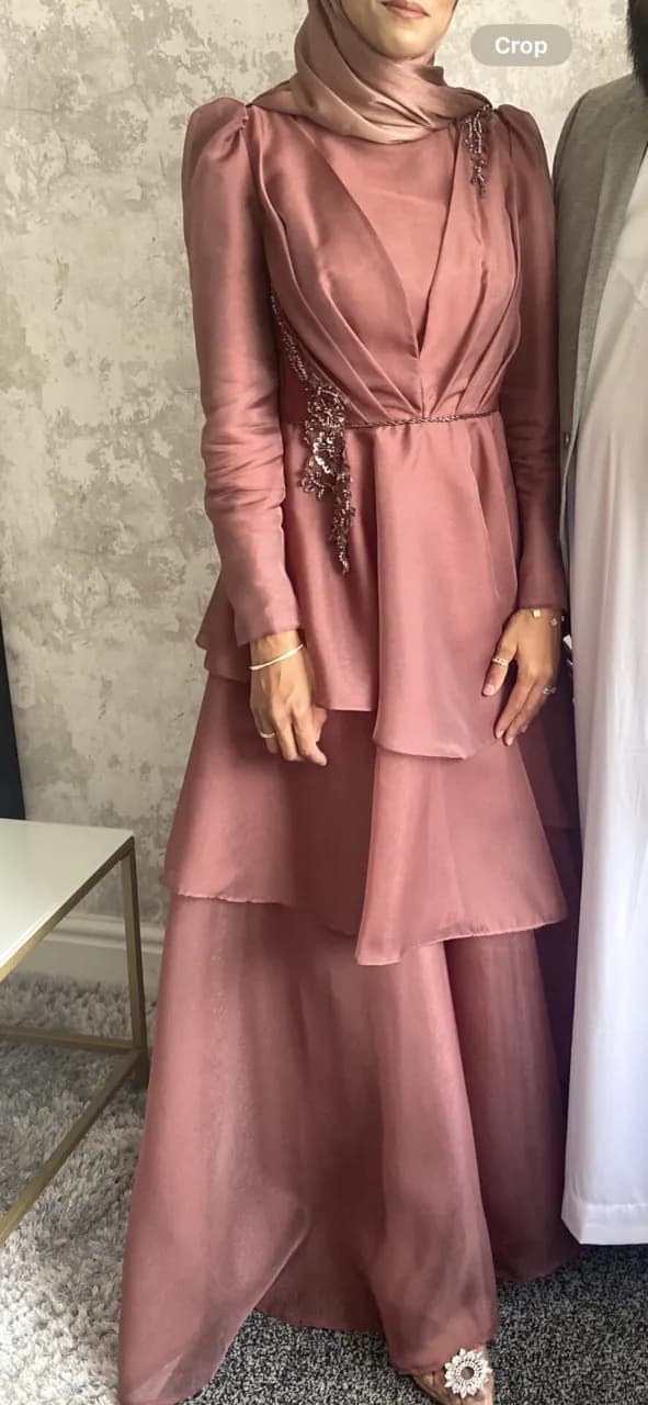 Dusky pink modest long gown/evening dress thumbnail 2