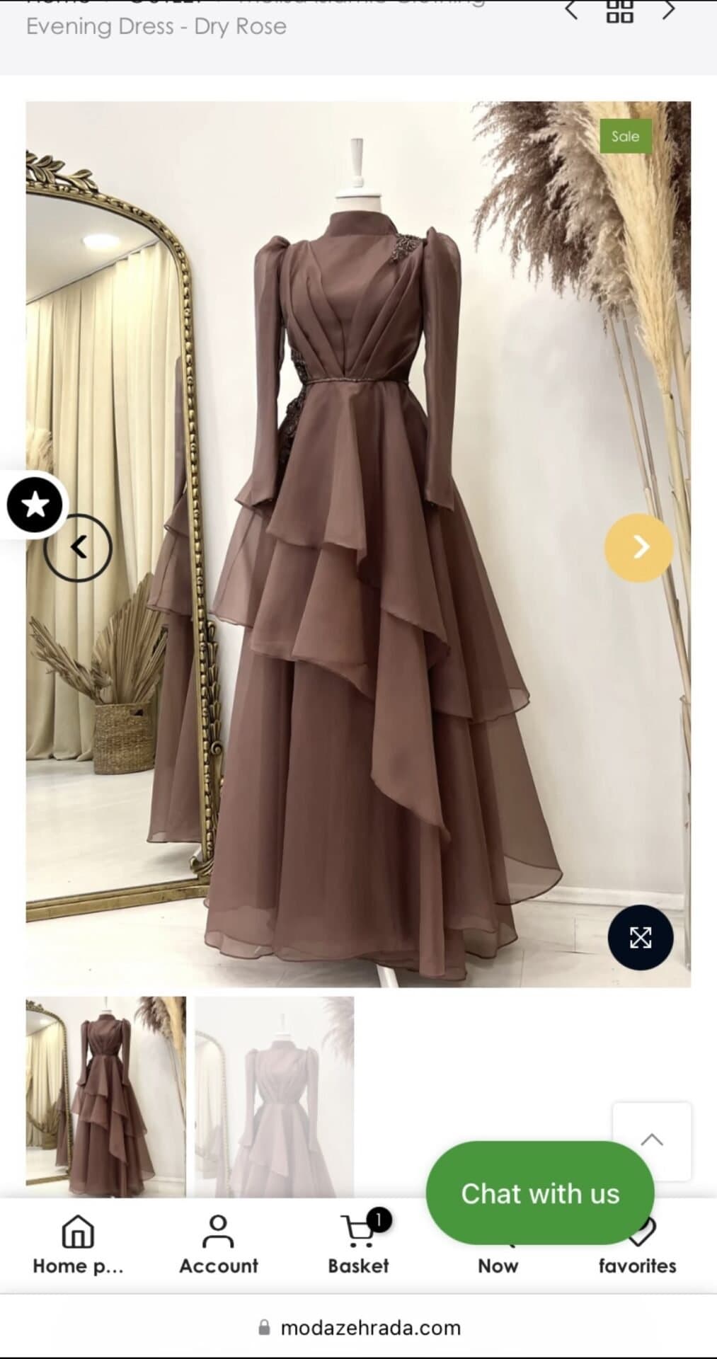 Dusky pink modest long gown/evening dress thumbnail 3