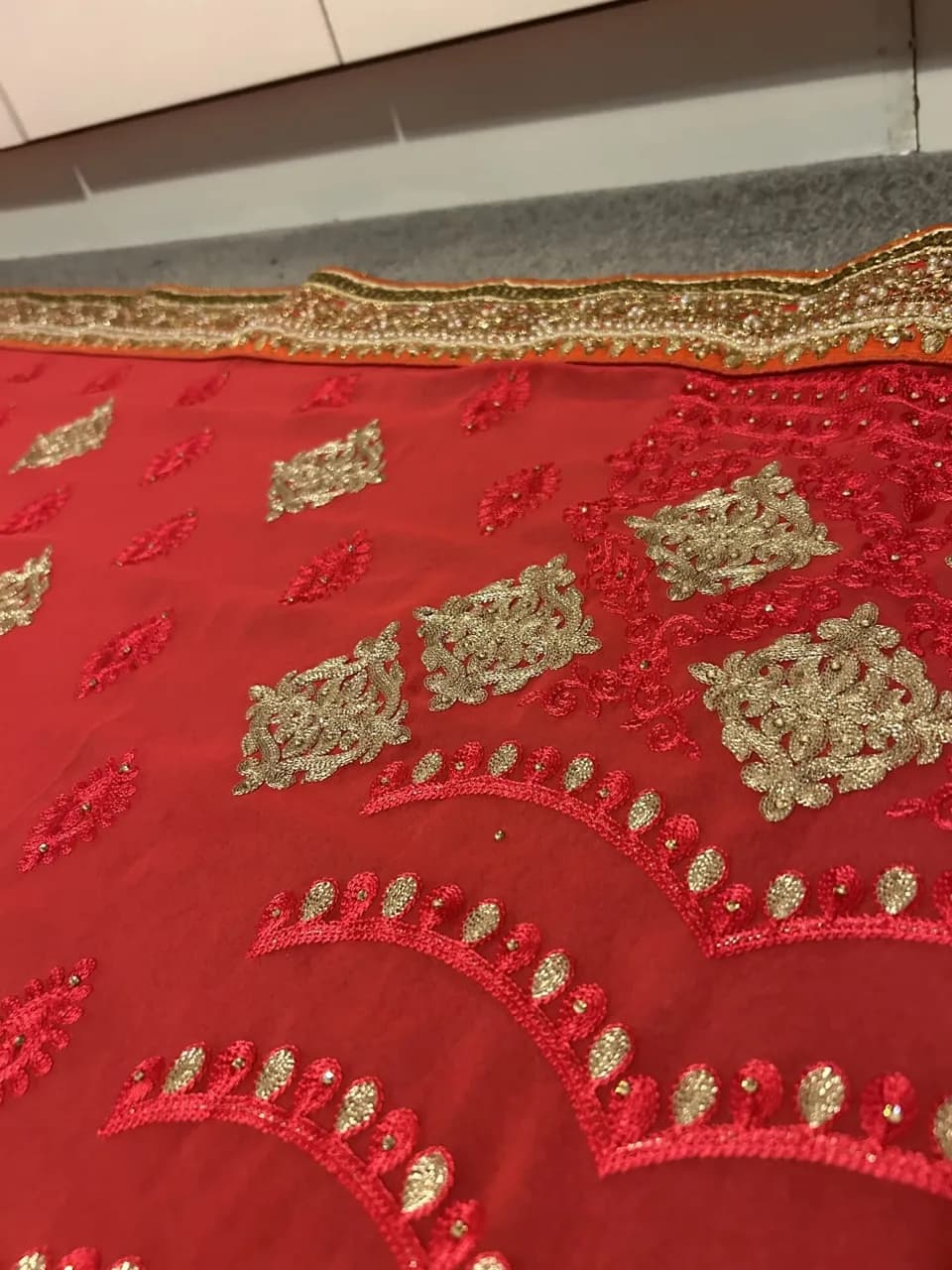 Pink embroidered saree thumbnail 2