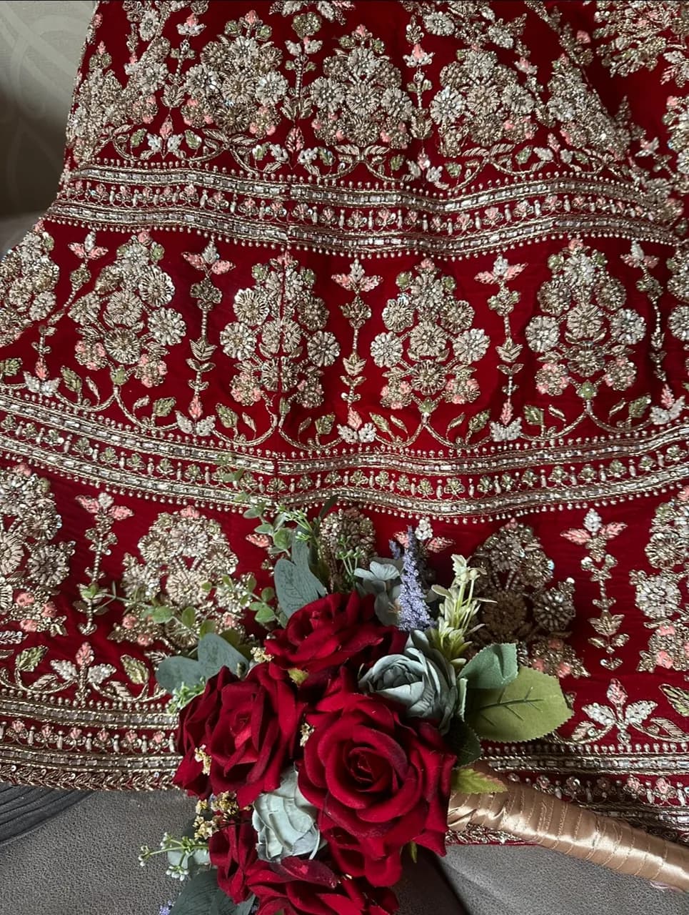 Red Bridal Lengha Dress thumbnail 5