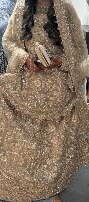 Nude Beige peplum lehnga thumbnail 3