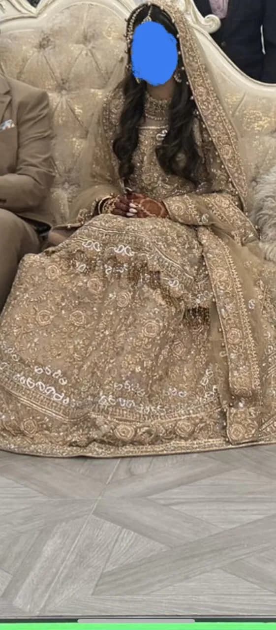 Nude Beige peplum lehnga thumbnail 2