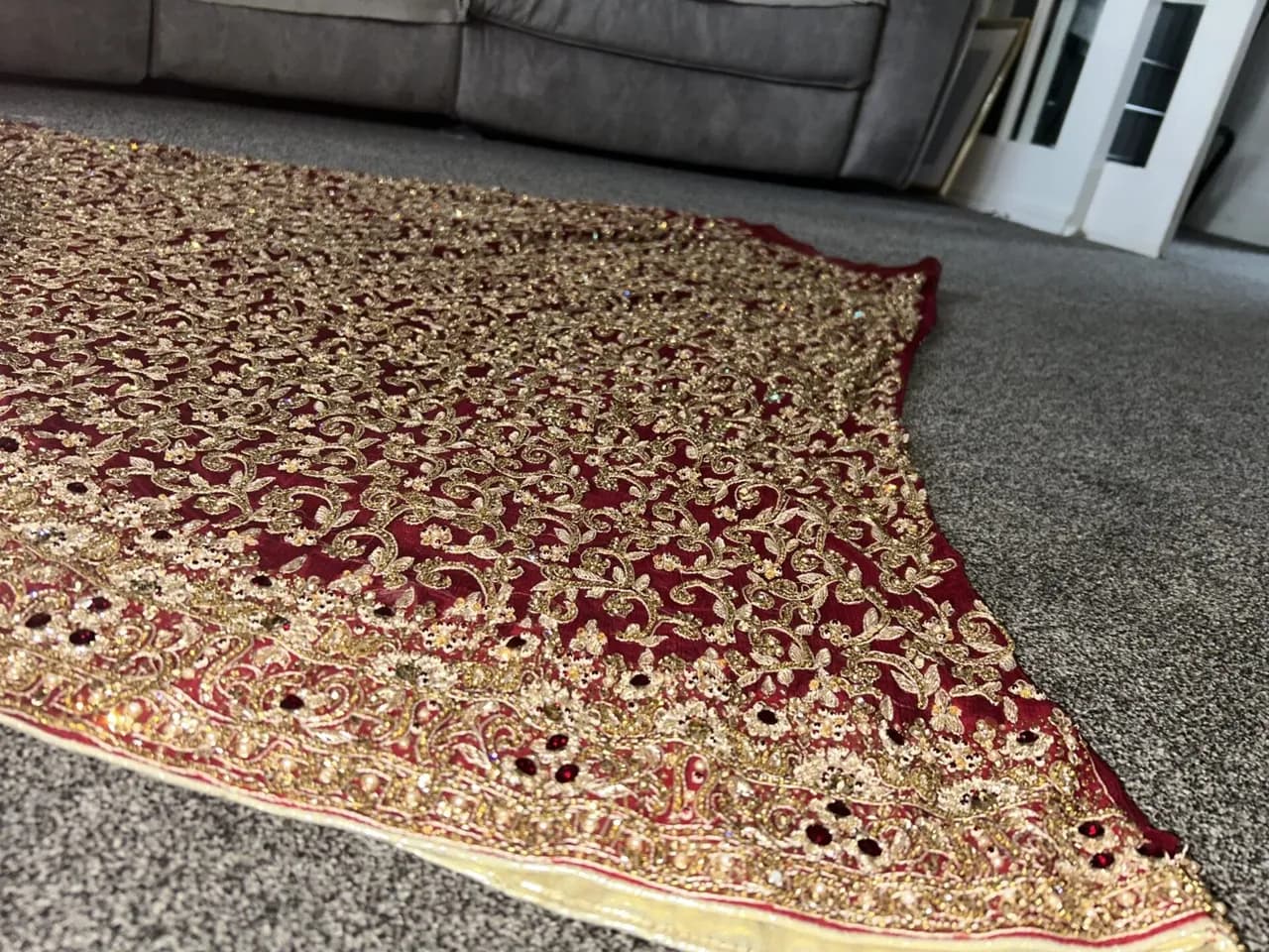 Red &amp; Gold Bridal Lehnga thumbnail 5